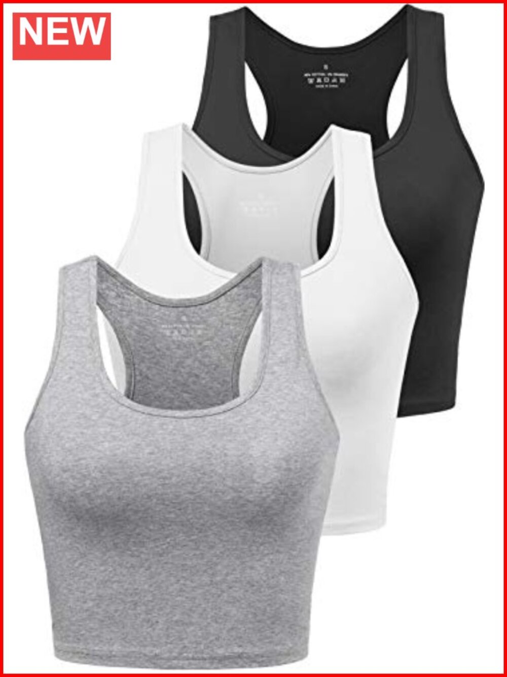 Women's Cotton Sleeveless Crop Tank Tops 3 Pack Workout Yoga Tops
